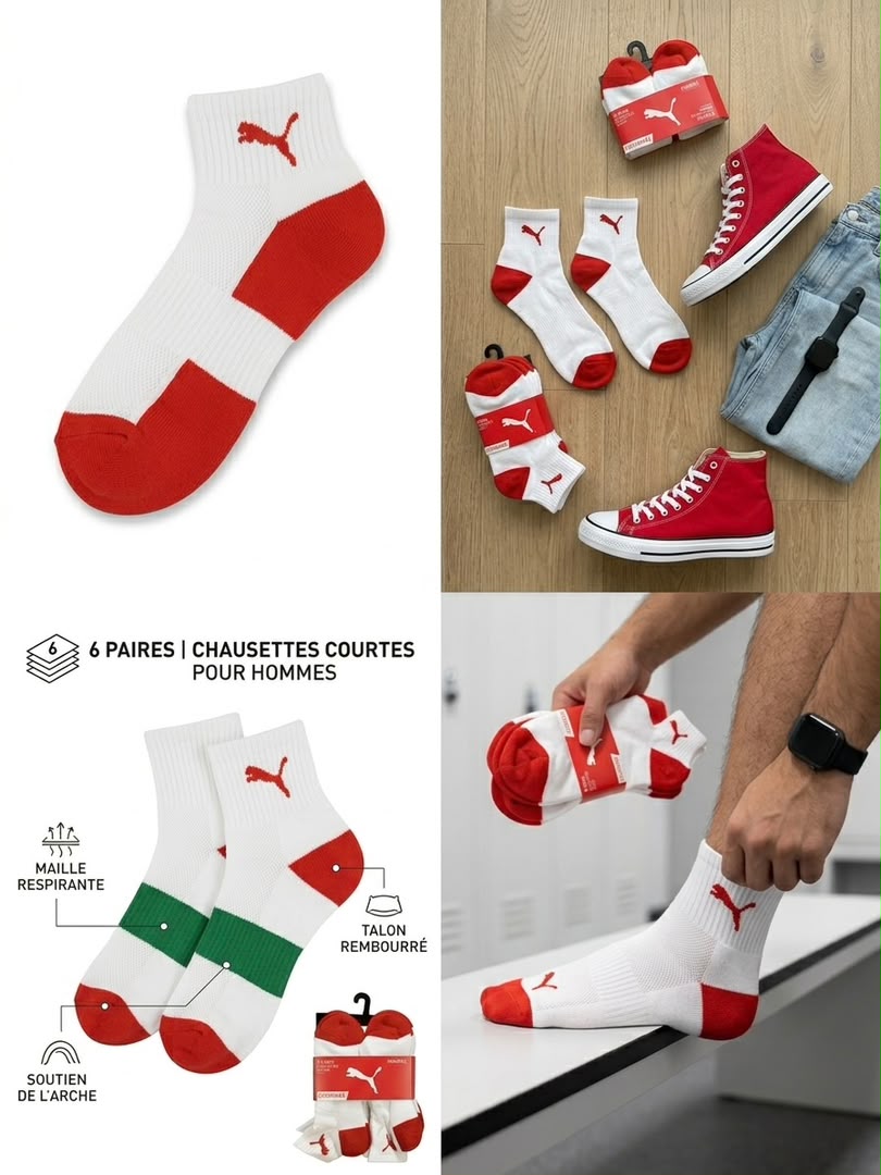 6-Pack Puma sockets Original (blanc)