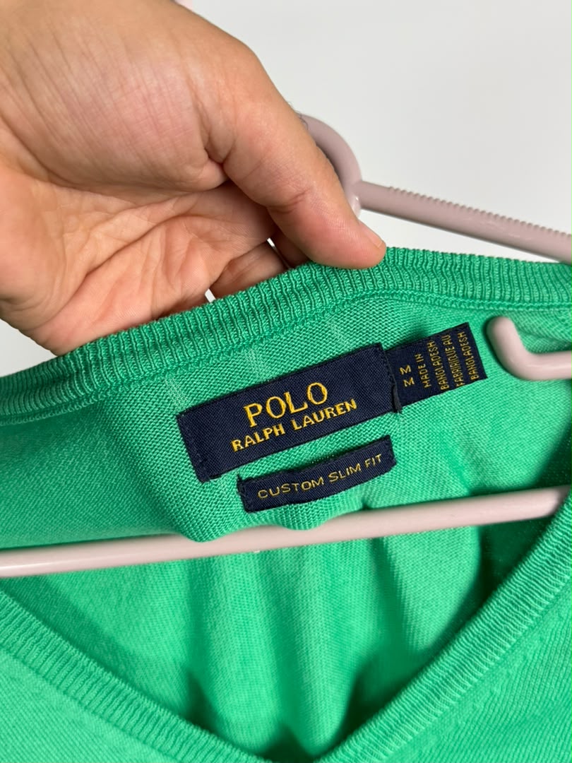 Pull col V Ralph Lauren — Vert vif (Original)