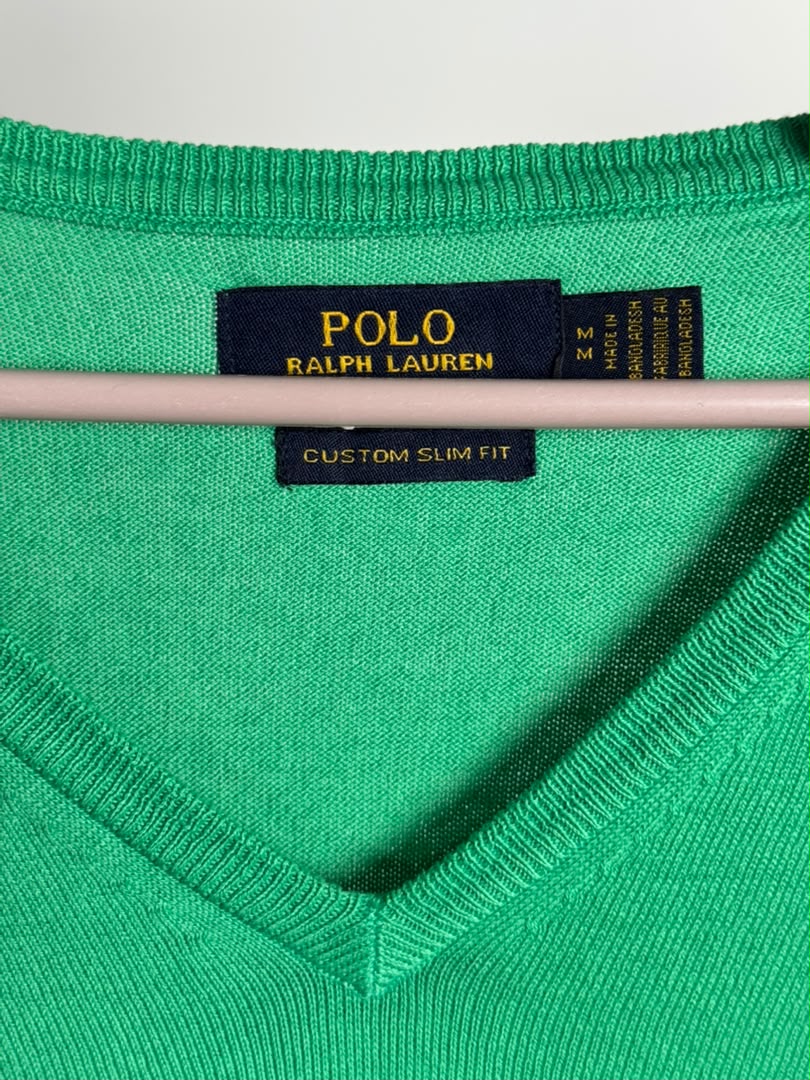 Pull col V Ralph Lauren — Vert vif (Original)