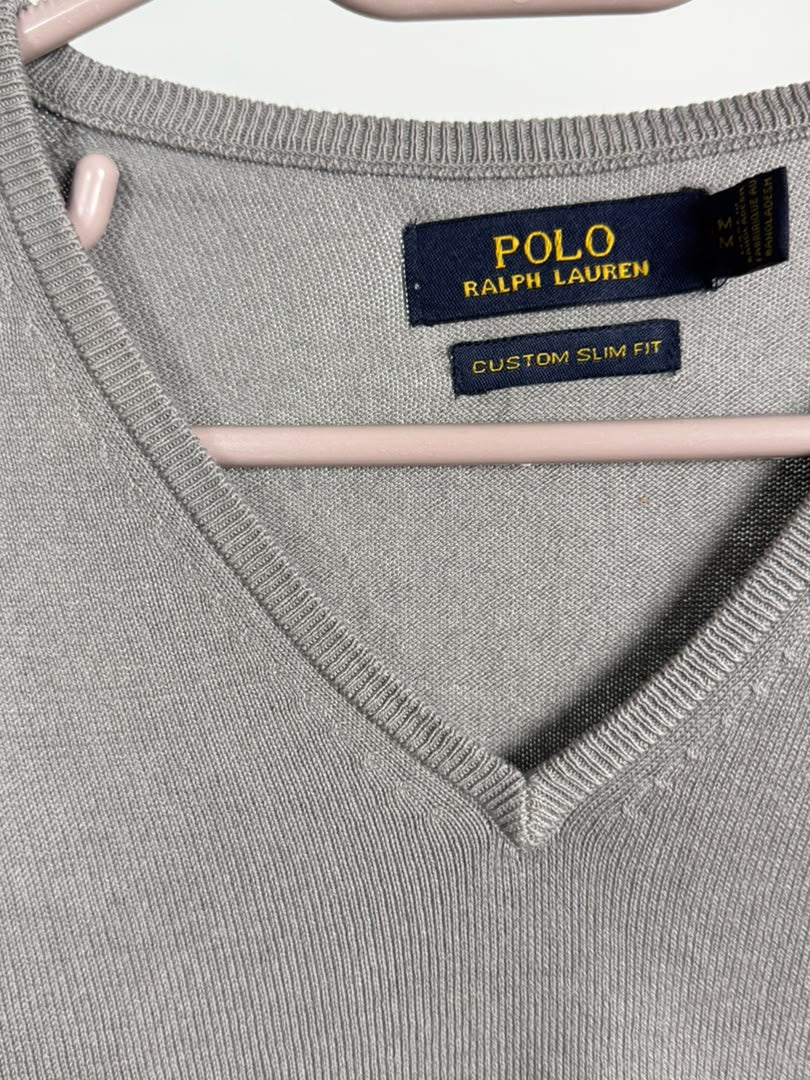 Pull col V Ralph Lauren — Gris clair (Original)