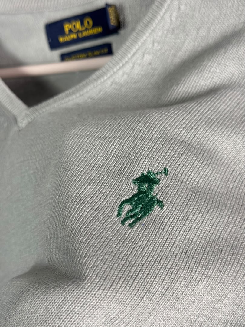 Pull col V Ralph Lauren — Gris clair (Original)