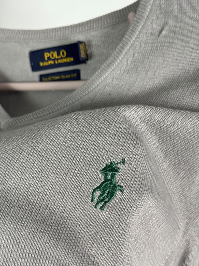 Pull col V Ralph Lauren — Gris clair (Original)