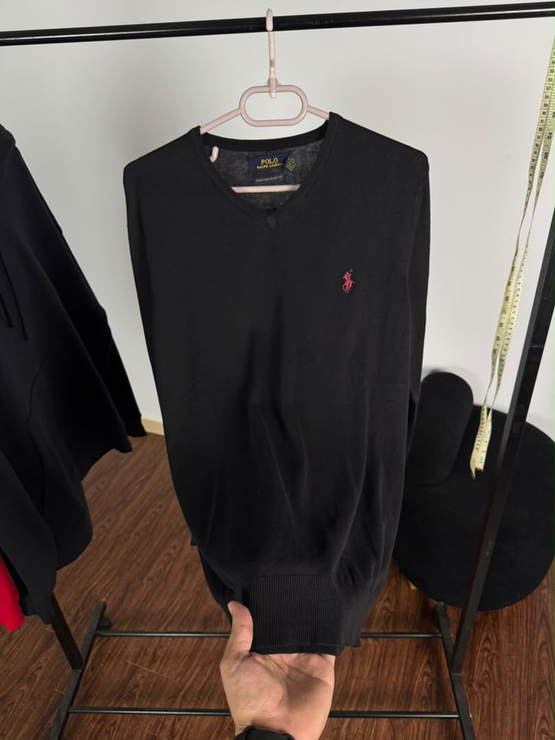 Pull col V Ralph Lauren — Noir (Original)