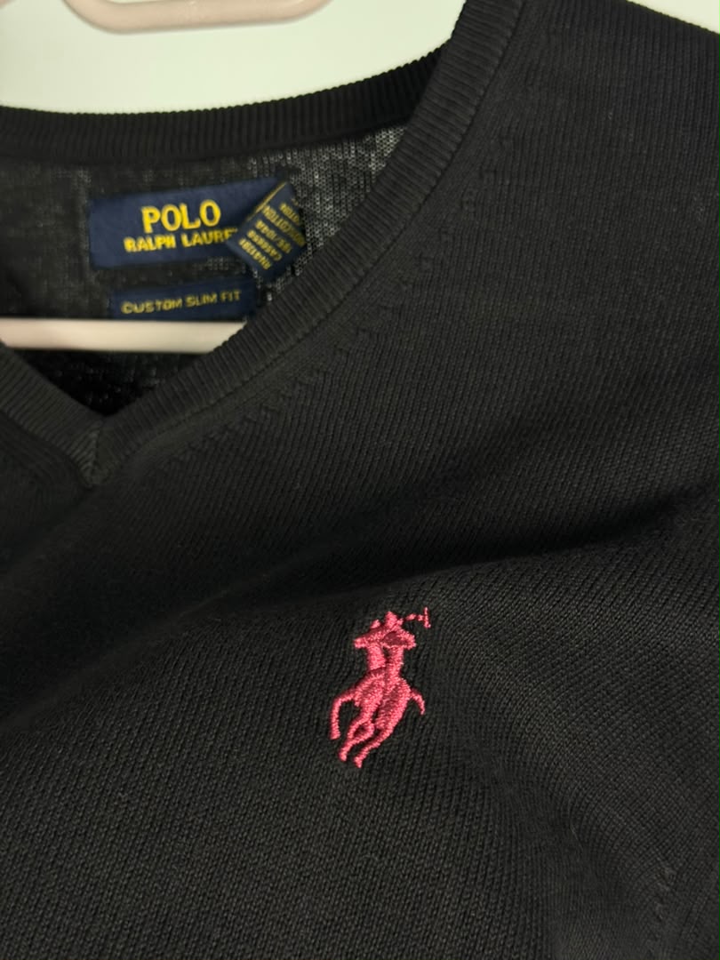 Pull col V Ralph Lauren — Noir (Original)