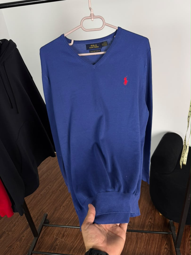 Pull col V Ralph Lauren — Bleu royal (Original)