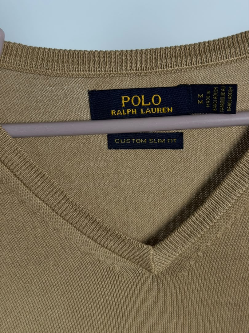 Pull col V Ralph Lauren — Beige camel (Original)