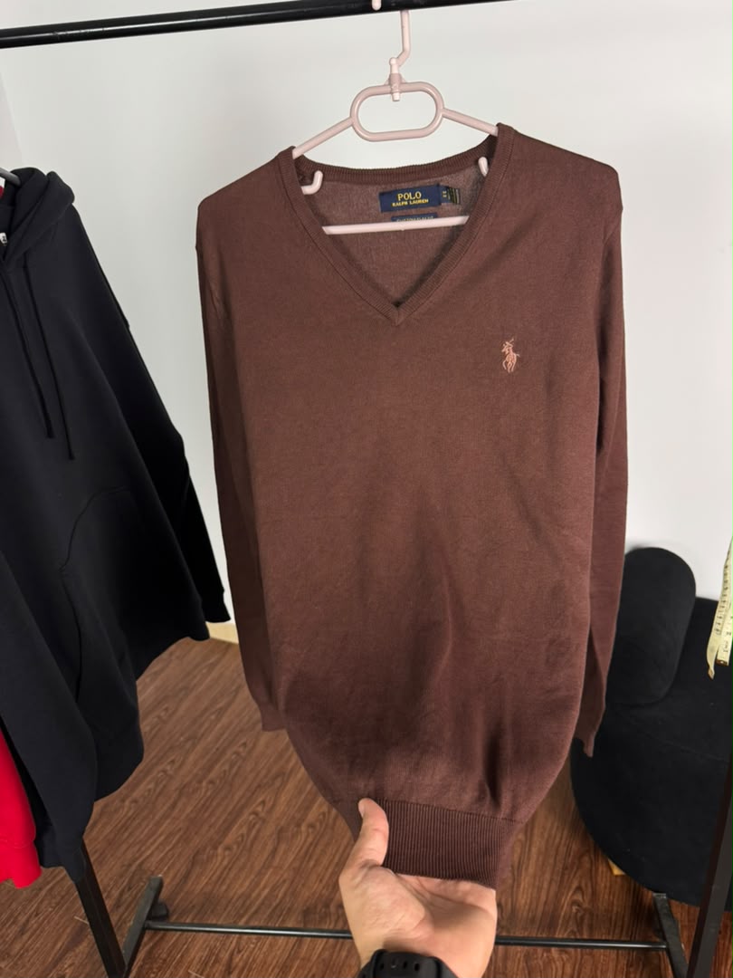 Pull col V Ralph Lauren — Marron (Original)