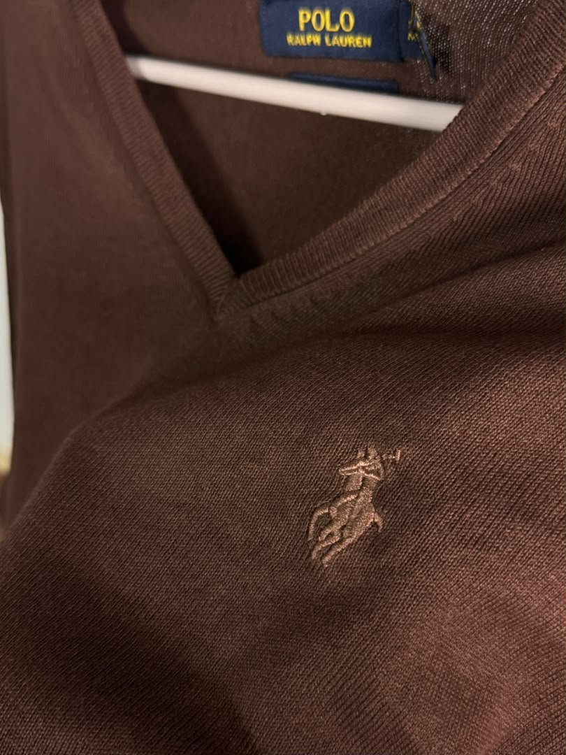 Pull col V Ralph Lauren — Marron (Original)
