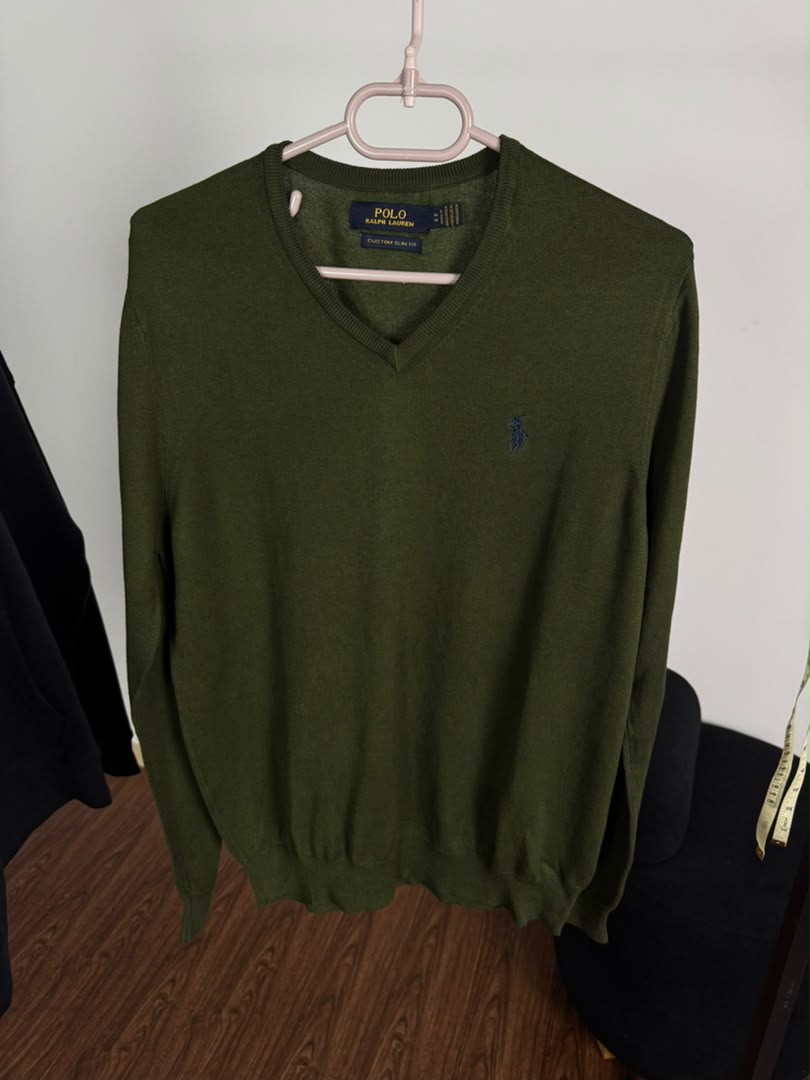 Pull col V Ralph Lauren — Vert kaki (Original)