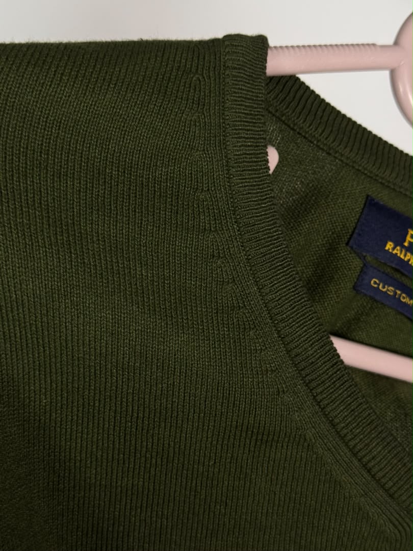 Pull col V Ralph Lauren — Vert kaki (Original)
