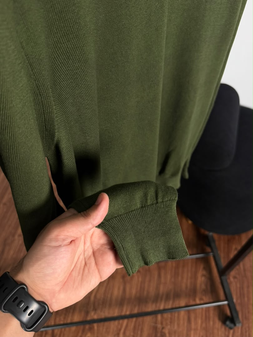 Pull col V Ralph Lauren — Vert kaki (Original)