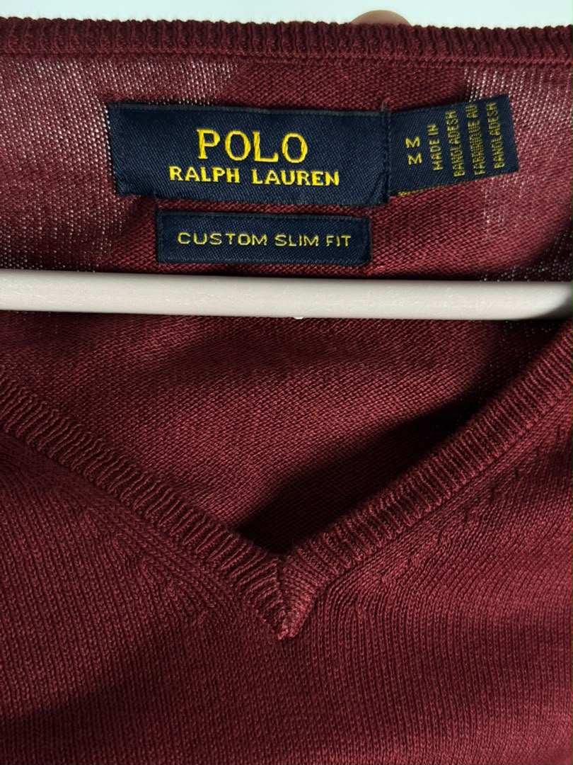 Pull col V Ralph Lauren — Bordeaux (Original)