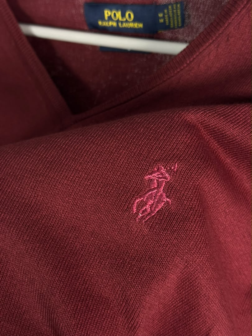 Pull col V Ralph Lauren — Bordeaux (Original)