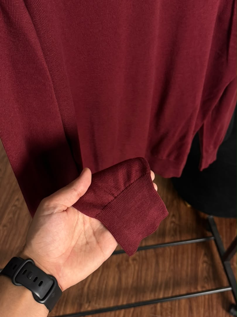 Pull col V Ralph Lauren — Bordeaux (Original)
