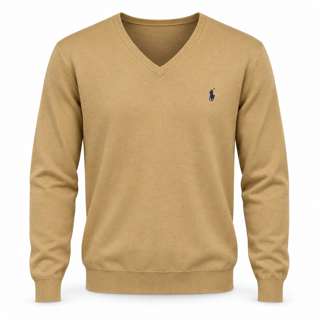 Pull Beige camel sur mannequin invisible — visuel de présentation