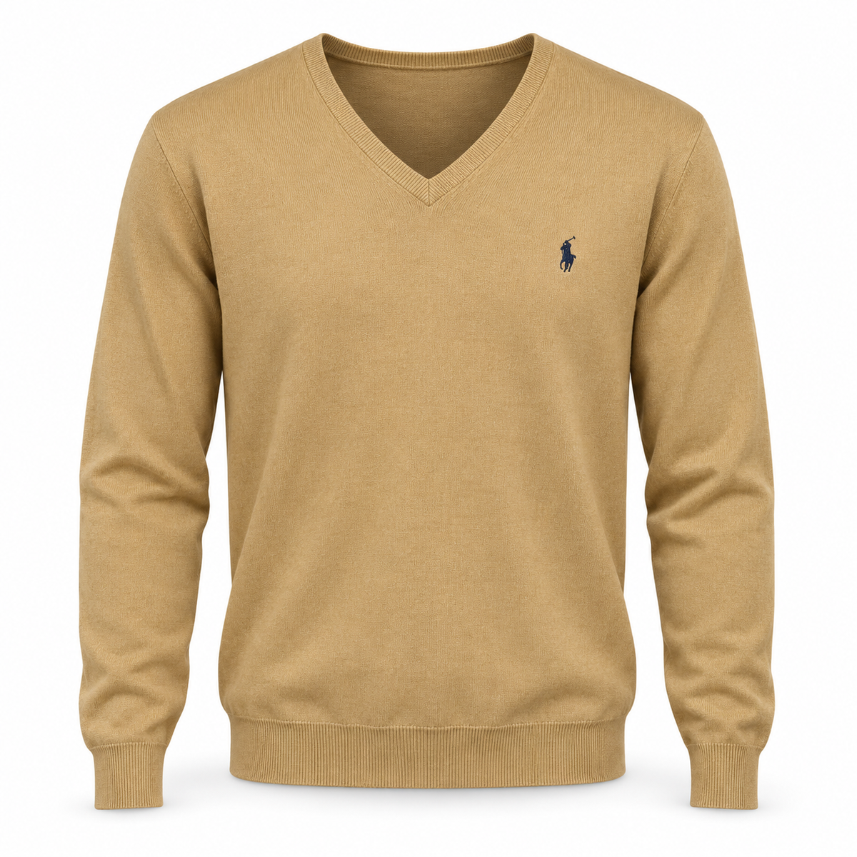 Pull Beige camel sur mannequin invisible — visuel de présentation