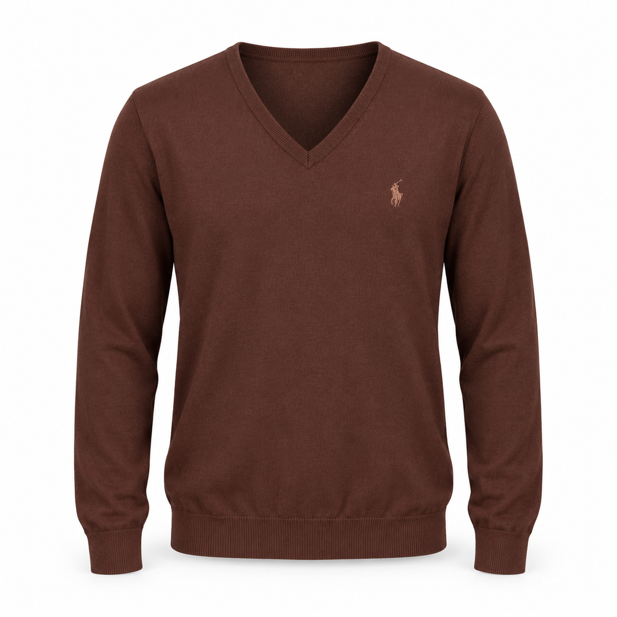Pull Marron sur mannequin invisible — visuel de présentation